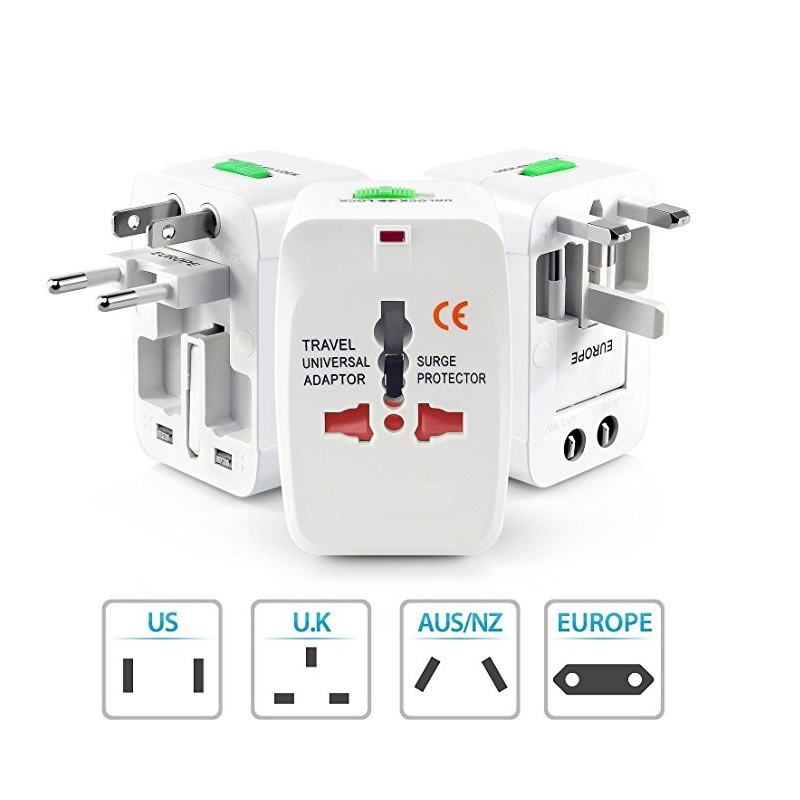 Worldwide Travel Power Adapter, Universal Travel Adapter AC Power Plug Adapter för USA EU UK AUS Mobiltelefon Laptop täcker 150+ länder
