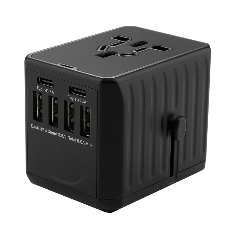 2020 nya 110-250V US AUS UK EU-accessoarer till mobiltelefoner 6USB-laddare 6A-utmatning universell reseadapter med 4USB+2Type-C